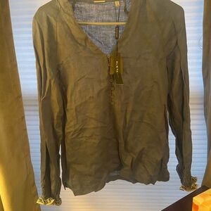 Elie Tahari Gray Blue Blouse